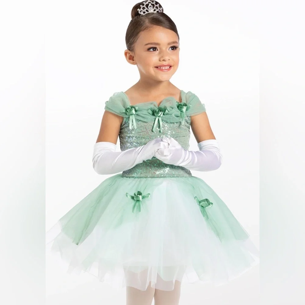 Weissman Ballerina Princess ballet tutu costume, green white recital, IC - Picture 7 of 7